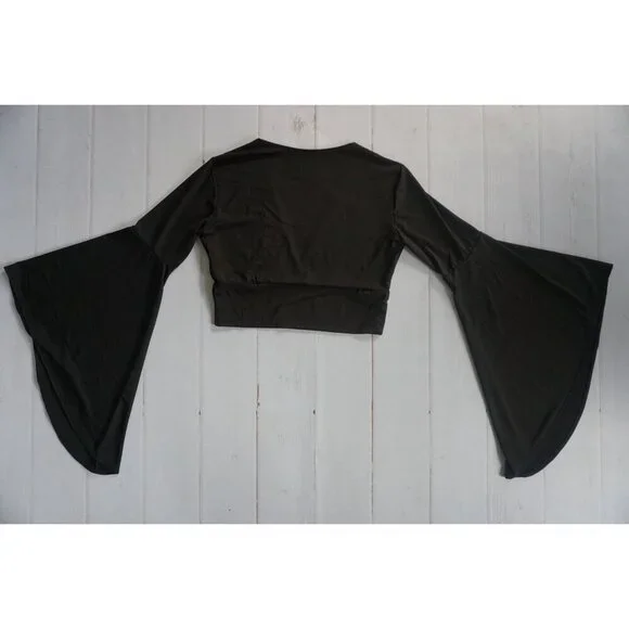 Floerns V Neck Long Bell Sleeve Wrap Blouse Top Tee Shirts - Size L, NWOT - Picture 6 of 6